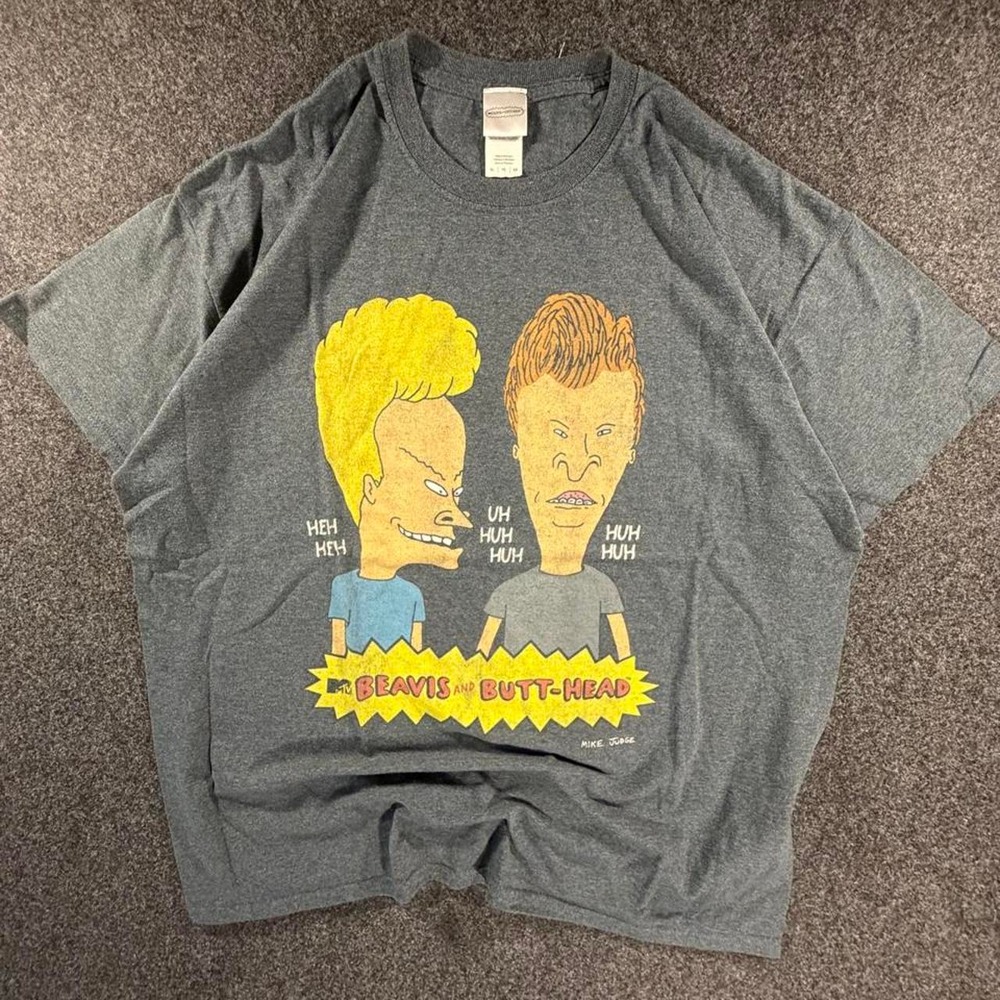 MTV Beavis and Butt-Head Graphic T Shirt Mens XL Grey Vintage 90s Cartoon Tee